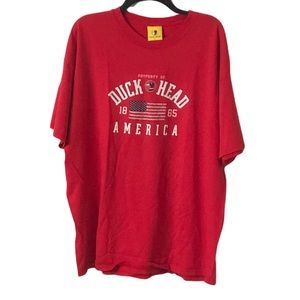 Duck Head Mens Red and White Patriotic Shortsleeved Crewneck T-shirt Size XL